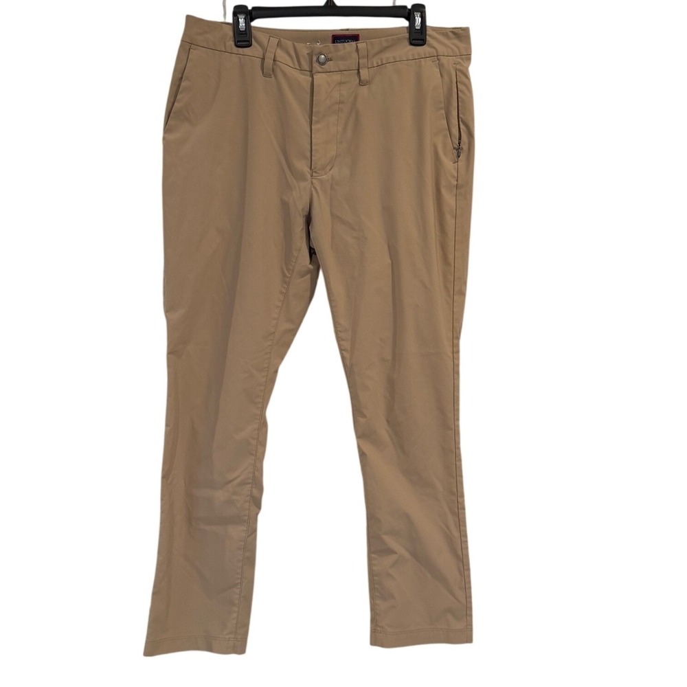 UNTUCKit Chancellor Pants Mens 34x30 Tan Khaki Straight Fit Tech Performance